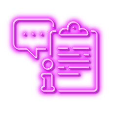 Sticker - Clipboard document line icon. Agreement file sign. Neon light effect outline icon.