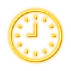 Poster - Clock line icon. Time or Watch sign. Neon light effect outline icon.