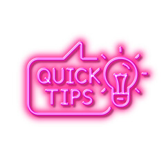Poster - Quick tips line icon. Helpful tricks sign. Neon light effect outline icon.