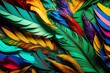 colorful feathers from above, a carnival scene Generative AI
