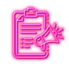 Wall Mural - Megaphone checklist line icon. Advertisement device sign. Brand ambassador. Neon light effect outline icon.