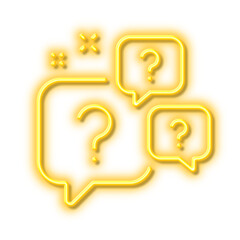 Poster - question bubbles line icon. ask help sign. neon light effect outline icon.