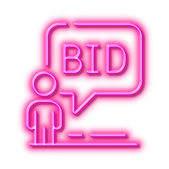 Wall Mural - Auction line icon. Bid offer sign. Neon light effect outline icon.