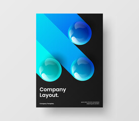 Wall Mural - colorful handbill a4 vector design template. creative realistic spheres front page illustration.