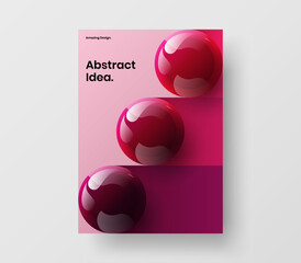 Wall Mural - simple magazine cover a4 design vector illustration. clean 3d spheres banner layout.