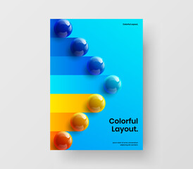 Wall Mural - colorful 3d balls placard layout. original magazine cover a4 vector design illustration.