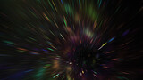 Fototapeta  - Abstract rainbow shiny particles. Fantastic space background. Digital fractal art. 3d rendering.
