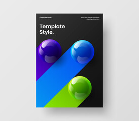 Wall Mural - premium company brochure a4 vector design concept. minimalistic realistic spheres corporate cover te