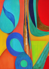 Abstract Colorful Wavy Lines And Figures