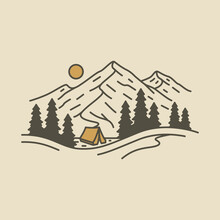 Mountains And Camping Graphic Illustration Vector Art T-shirt Design