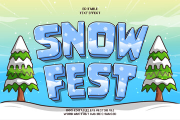 Wall Mural - Snow Fest editable text effect cartoon style