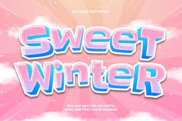 Wall Mural - Sweet Winter editable text effect 3d cartoon style