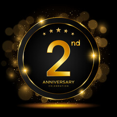 2nd Anniversary Celebration. Golden Anniversary Template Design. Logo Vector Illustrations