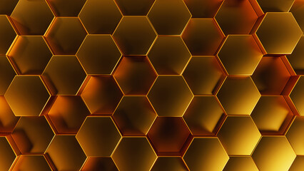 Sticker - Digital background of the hexagon. Beautiful 3D render of geometry element