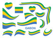 shapes of flag of Gabon - vector design elements