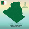 Algerian map with 58 wilayas/states, flag and martyr monument