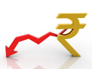 Poster - 3d rendering Stock market online business concept. business Graph with indian rupee sign