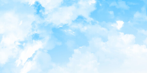 Wall Mural - Light blue sky and white clouds. On a clear sky, floating clouds.. Background with clouds on blue sky. Blue Sky vector