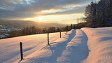 Fototapeta Desenie - Zimowy zachód słońca.