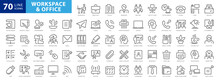 Office Workspace Icon Collection - Thin Line Web Icon Set. Outline Style Set. Simple Vector Illustration