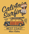 West coast California surfing wave rider vector print for boy shirt summer wear with applique embroidery patches grunge effect in separate layer