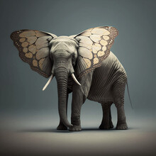 Ai Generated Elephant And Butterfly Hybrid Animal. Created Using Ai Generative. 