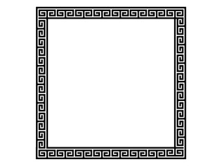 Wall Mural - greek black and white style border frame circle frame with seamless vector illustration