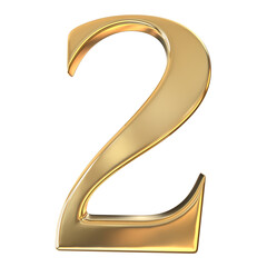 3d golden font number 2