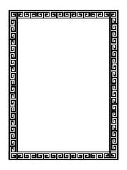 Wall Mural - greek black and white style border frame circle frame with seamless vector illustration
