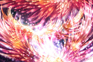 Poster - Flying phoenix bird as symbol of rebirth and new beginning. Digital art.