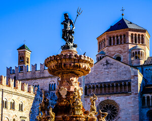 historic buildings at the old town of Trento - Trentino in italy