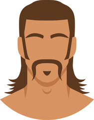 Wall Mural - Face of man with mustache and mullet hairstyle