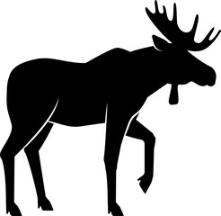 Wall Mural - Wild animals. Moose black silhouette