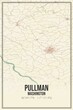 Retro US city map of Pullman, Washington. Vintage street map.