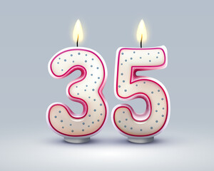 Wall Mural - Happy Birthday years. 35 anniversary of the birthday, Candle in the form of numbers. Vector