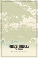 Retro US City Map Of Forest Knolls, California. Vintage Street Map.