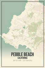 Retro US City Map Of Pebble Beach, California. Vintage Street Map.