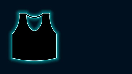 Sticker - Glowing neon line Undershirt icon isolated on black background. 4K Video motion graphic animation