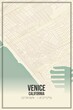 Retro US city map of Venice, California. Vintage street map.