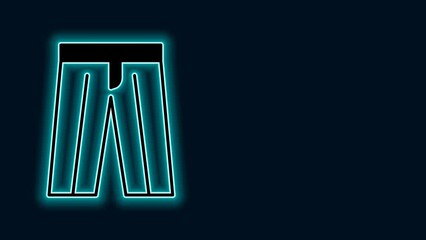 Poster - Glowing neon line Pants icon isolated on black background. Trousers sign. 4K Video motion graphic animation