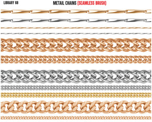 SET OF METAL SHINY CHAINS IN  EDITABLE VECTOR 