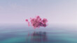 Surreal seascape with pink Sci-Fi cloud. 3d illustration, 3d render.