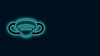 Sticker - Glowing neon line Medical protective mask icon isolated on black background. 4K Video motion graphic animation