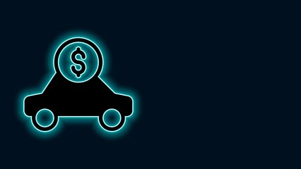 Wall Mural - Glowing neon line Car rental icon isolated on black background. Rent a car sign. Key with car. Concept for automobile repair service. 4K Video motion graphic animation