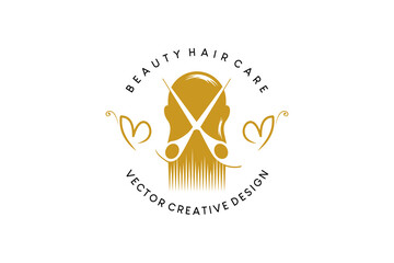 Wall Mural - Hair care or beauty hair salon logo design in vintage style