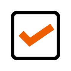 Poster - Orange checkbox icon. Check mark. Vector.