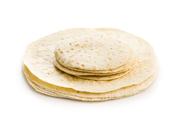 Wall Mural - Mexican Corn Tortillas isolated on white background.