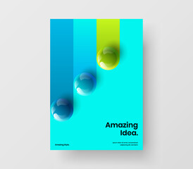 Fresh realistic balls company brochure illustration. Unique cover vector design template.