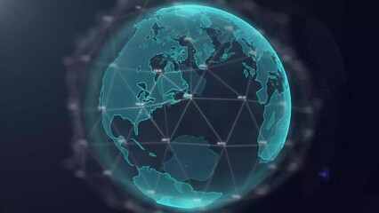 The concept of a global network. Futuristic concept of communication. Digital communication of people around the globe. Global blue background of outer space. Animation in 4K format