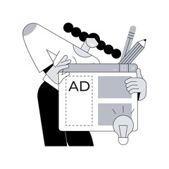 Poster - ad writing abstract concept vector illustration. copywriting service, ad campaign, freelance writing